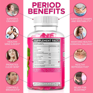 Pacchetto OEM PMS Gummies per donne con <span class=keywords><strong>Dong</strong></span> <span class=keywords><strong>Quai</strong></span> e vitamina B6 integratore per la salute senza zucchero etichetta privata vegana - Product Image 3