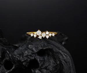 Anillo de Plata de Ley 925 con Moissanita y Piedras Multicolor Degradadas, Elegante, Apilable, para Compromiso o Boda, para Señoritas - Product Image 5