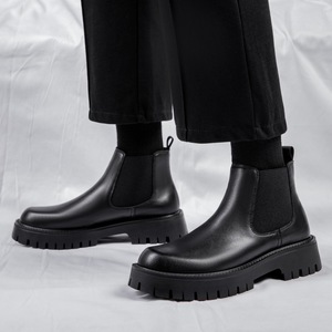 Bottes <span class=keywords><strong>Chelsea</strong></span> en cuir véritable de vache, confortables, à <span class=keywords><strong>semelle</strong></span> épaisse, classiques, durables, pour mariage, formelles, mode masculine, bottes en cuir - Product Image 2