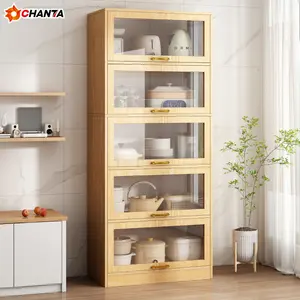 The side cabinet of solid wood dining cabinet of modern kitchen furniture is stored against the wall combined cabinet