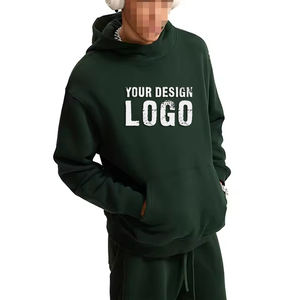 Sudadera con Capucha para Hombre, Estilo Casual, Color Sólido, Holgada, con Forro Polar, MOQ Bajo, Personalizable, al por Mayor, OEM, Hombros Caídos, Sin Cordón - Product Image 3