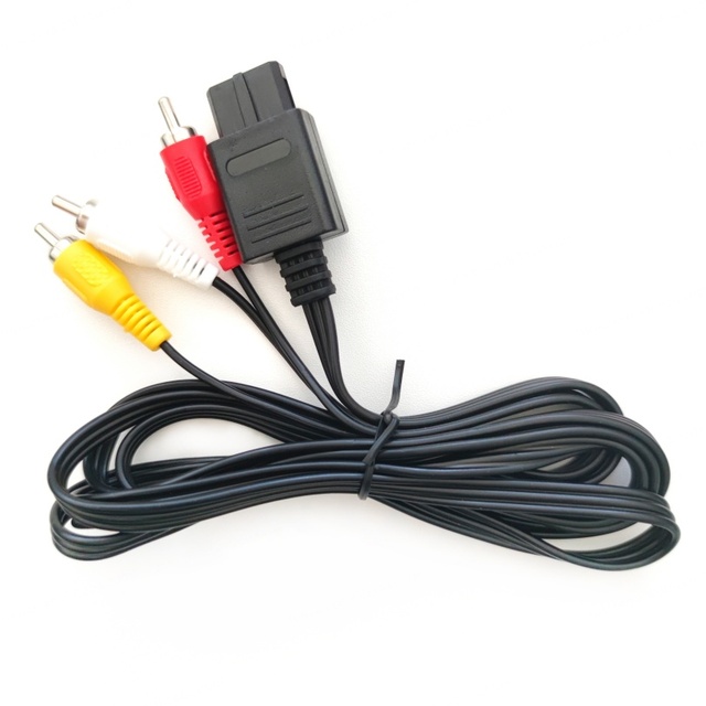 NEW Arrivals Wired 1.8m Black PVC Sheath RCA AV Composite Cable Adapter for SNES/N64/GameCube
