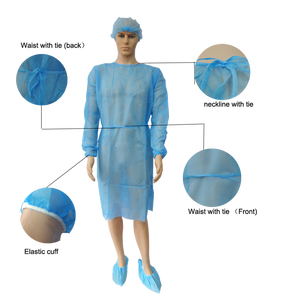 저렴한 가격 20gsm 25gsm 경량 블루 PP 부직포 절연 가운 - Product Image 1