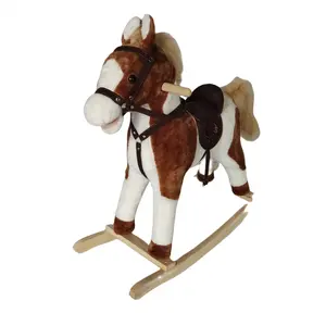 Wholesale Christmas Gift Toddler Rocking horse Trojan Wooden Riding Rocking Horse Plush Toys