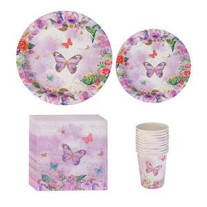 Cross-border party disposable <b>paper</b> plates, <b>paper</b> cups, butterfly <b>paper</b> plates, <b>paper</b> cups, <b>paper</b> napkins, birthday party, - Product Image 5