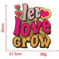 Patch brodé en forme de cœur de grande taille pour la Saint-Valentin, lettres en chenille, motifs floraux, patchs d'amour pour vêtements ou sacs