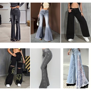 Pantalones Vaqueros Casuales de Algodón para Mujer, Estilo Mixto, Venta al por Mayor, Rasgados, de Cintura Alta, Rectos, Paquete Mixto, Surtido Aleatorio - Product Image 5