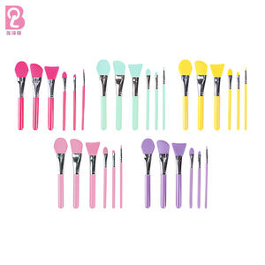 Juego De brochas De maquillaje De silicona amarilla Rosa Beiqili, sombra De ojos, delineador De cejas, brocha De <span class=keywords><strong>labios</strong></span> para corrector facial, herramienta cosmética De Brochas - Product Image 2