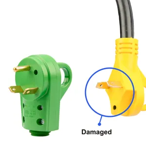 Green NEMA TT-30P Replacement Plug, 30A 125V Extension Cord Ends Assembly Male Plug, ETL/cETL Certificated Industry Grade Plug