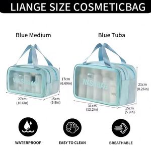 HANFEIZI Bolsa Organizadora de Maquillaje Grande y Portátil para Mujer, Neceser de Viaje Versátil con Cierre de Cremallera, Asa Suave de Cuero PU, Lavable - Product Image 4