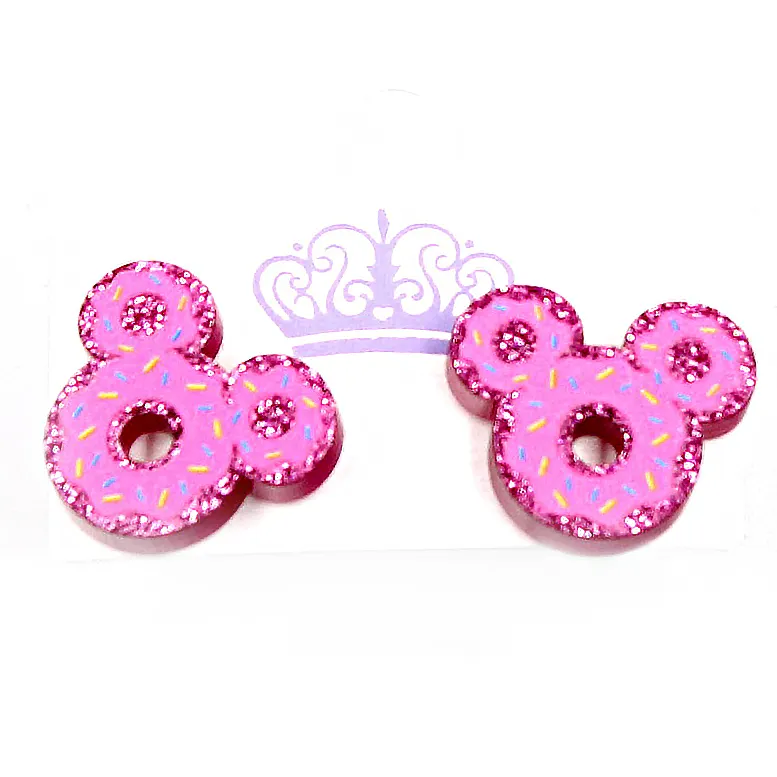 Op Maat Ers089er1041 Fabriek Groothandel Best Verkopende Donut Uv Print Schattige Muis Acryl Dames Kleine Oorbellen