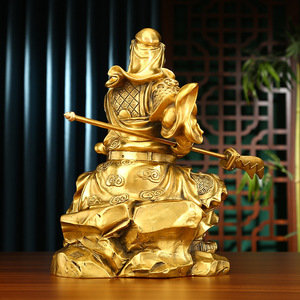 Estatua de bronce de Guan Yu, el Santo de las Artes Marciales, figura fundida a mano, decoración para el hogar, oficina, escritorio, regalo - Product Image 3