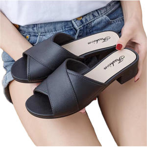Sandalias de tacón alto de verano para mujer con medias pantuflas gruesas envueltas, diseño de plataforma de cabeza de punta a la moda, recién llegado - Product Image 1