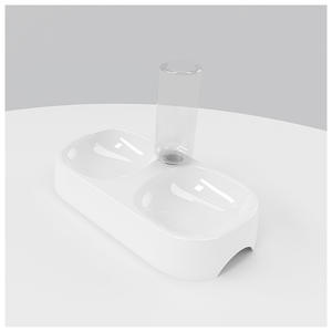 Dudupet Double gamelle ovale blanche pour animaux de compagnie, distributeur automatique d'eau et de nourriture pour chats et chiens, conception détachable - Product Image 2