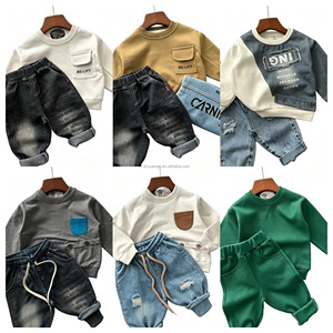 Ensemble de vêtements pour garçons, pantalon de sport pour enfants, 2 pièces, à <span class=keywords><strong>capuche</strong></span>, en coton, pour l'automne et l'hiver, vente chaude en usine, prix bas - Product Image 5