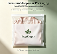Emballage de vêtements de nuit haut de gamme, logo personnalisé, sac zippé mat compostable biodégradable en PLA PBAT, vente en gros d'usine