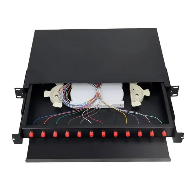 Fiber Termination Box With Fiber Optic Pigtails and Adapters 12 Ports Optical Patch Panel