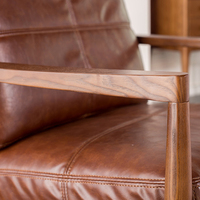 Canapé de salon en cuir véritable nordique, américain, moderne, en bois, livraison gratuite, vente en gros