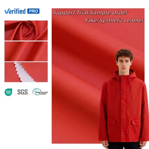 PFAS FREE Chinese Made Fashion PU Synthetic Leather Factory Customized Waterproof <strong>Raincoat</strong> Clothing Knitting Backing Technology - Product Image 1