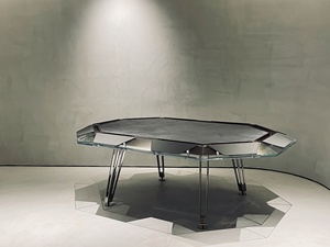 <span class=keywords><strong>Tavolo</strong></span> da Poker Texas e Baccarat di Lusso Moderno in Cristallo per 10 Giocatori con Gambe in Acciaio Inossidabile per Intrattenimento e Gioco - Product Image 2