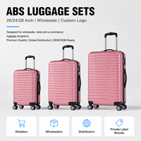 Juego de Maletas Rígidas de ABS del Fabricante, Color Rosa, 3 Piezas, con Ruedas Giratorias, para Distribuidores, Proveedor de Logotipos Personalizados