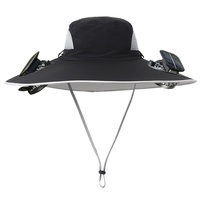 Chapeau de ventilateur de charge solaire rechargeable portable pour hommes à large bord pour les loisirs de plein air activités d'été style pêcheur batterie