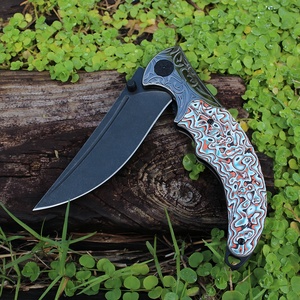 Chất lượng cao G10 xử lý gấp dao lớp phủ màu đen lưỡi ngoài trời EDC cắm trại sinh tồn chiến thuật Dao Bỏ Túi - Product Image 3