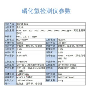Chu Huan Fixed Phosphine Gas Detector CH-H-PH3 Electrochemical DC 24V 4-20mA RS485 <b>Alarm</b> Sensor - Product Image 2