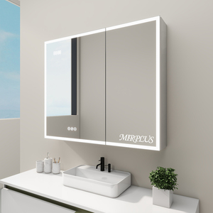 Modern Smart Customizable Graphic Design <strong>Bathroom</strong> Mirrored Cabinets LED <strong>Lights</strong> Anti-Fog Function Touch <strong>Sensor</strong> Illuminated Design - Product Image 2
