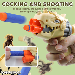 Gioco di Tiro Elettronico con Bersaglio Rotante in Plastica per Interni, Pistole a Forma di Dinosauro per Adulti e Bambini con Proiettili Morbidi - Product Image 4