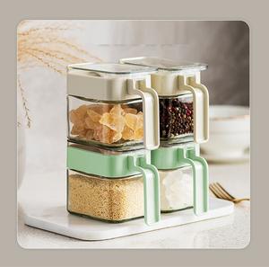 Tarro de cristal para especias de cocina de gran venta, botella de cristal para especias con cuchara y tapa, botella para especias y estante. - Product Image 6