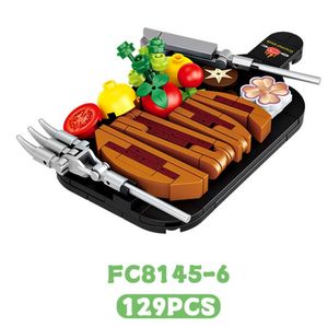 Bloques de Construcción Educativos para Niños, Modelo de Comida para Armar, Rompecabezas para Niños, Pato Asado, Bistec, Hamburguesa, Hot Pot - Product Image 4