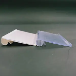 Hiplastics Plastic PVC Profile Extrusion Clear Price Tag Label Holders Data Strip Clips for Wire Cooler Shelf Metal Hook Bins