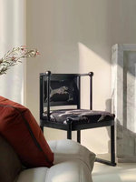 Chaise de salle à manger vintage en acier noir de style français rétro, chaise de designer haut de gamme pour chambre à coucher, balcon, chaise de loisirs