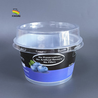200 Ml Bulat Tamper Jelas IML Pot Yoghurt Wadah Plastik Kemasan Oatmeal Semalam 7 Oz Jelas Cangkir Yogurt Sekali Pakai