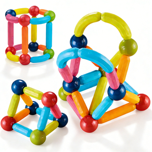 Bloques de Construcción Educativos <span class=keywords><strong>3D</strong></span> de Ensamblaje Directo de Fábrica, Juego de Varillas Magnéticas, Bolas y Barras para el Desarrollo Infantil, Plástico <span class=keywords><strong>STEAM</strong></span> - Product Image 1