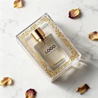 Flacon de parfum en verre mat carré transparent de luxe en gros avec boîte d'emballage de parfum de 30ml 50ml 100ml
