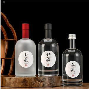 Bouteille de vin en <span class=keywords><strong>verre</strong></span> givré transparent de 50 ml, 100 ml, 200 ml, 375 ml, 500 ml, 750 ml avec bouchon en liège, bouteille en <span class=keywords><strong>verre</strong></span> pour vodka, alcool, whisky, liqueur, brandy - Product Image 4