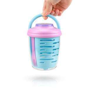 Mignonne tasse à salade de fruits portable double couche avec égouttoir et étui à sauce pour pique-nique, voyage sans Bpa stockage de <span class=keywords><strong>camping</strong></span> en plastique - Product Image 5