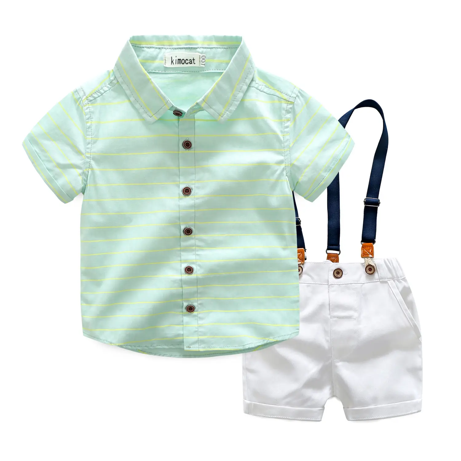 Jungen Kurzarm Anzug gestreiftes Hemd Shorts Kinder gut aussehend Gentleman Sommer Kinder Kleidung Set
