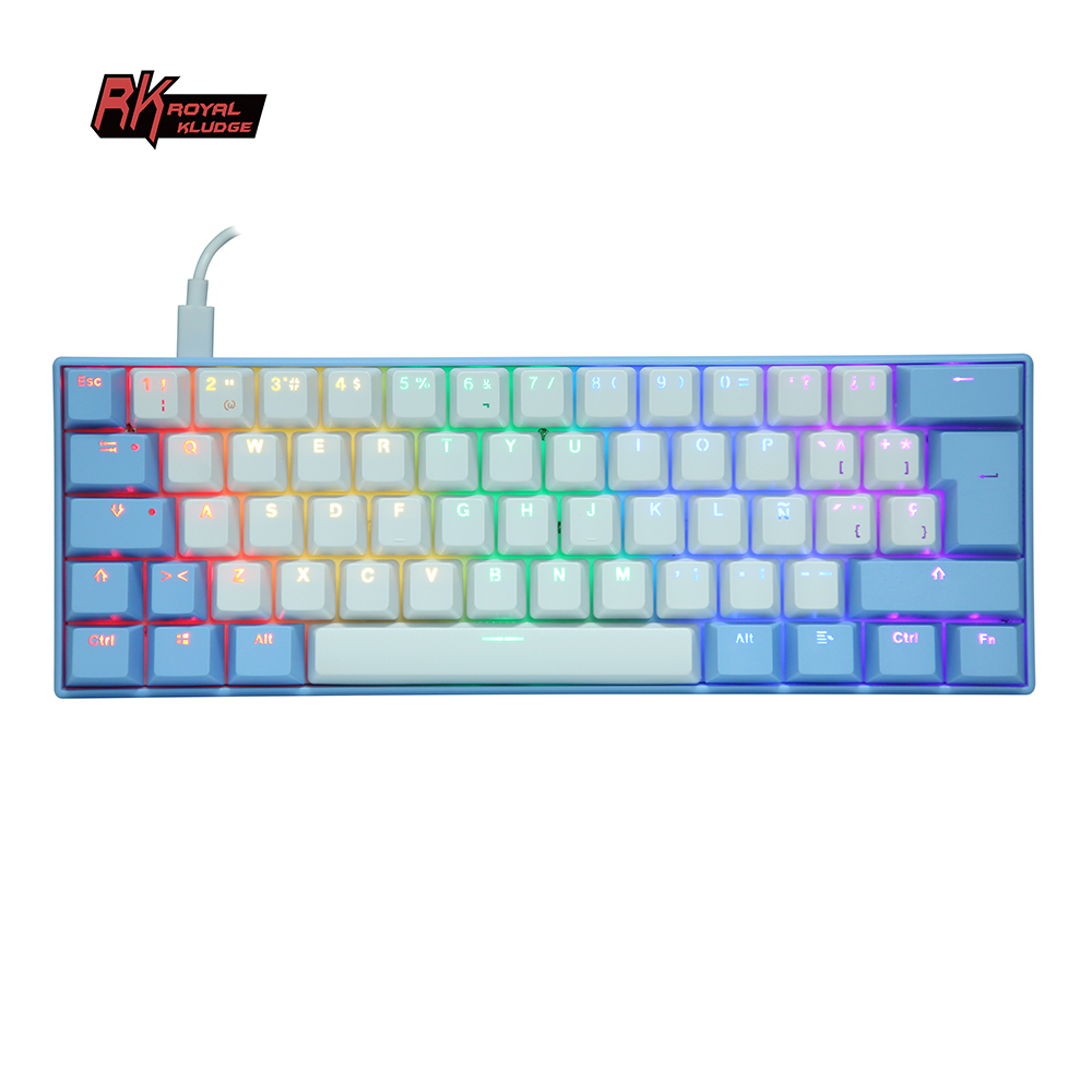 Хит продаж, полупрозрачная Механическая игровая клавиатура rgb teclado 60% с синим испанским языком, миниатюрная механическая клавиатура rgb для ПК на заказ