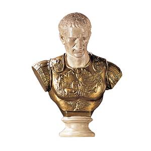 Statue de Jules César en armure, buste en faux bronze et pierre - Product Image 6