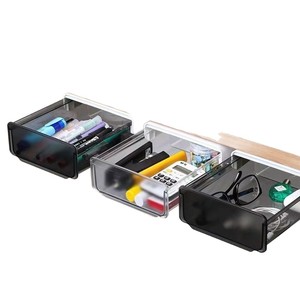 Caja de almacenamiento transparente para debajo del escritorio, organizadores rectangulares autoadhesivos para ordenar el escritorio - Product Image 5