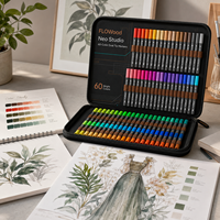 FLOWood Neo Studio – Lot de 60 marqueurs d'art à double pointe (fine et biseautée) avec étui portable à fermeture éclair