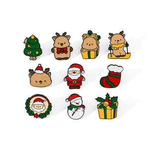Kerst Stripfiguur Spelden-Feestelijke Boom Rendieren Sneeuwpop Emaille Badges Kerstman Legering Broches Voor Kinderen - Product Image 3