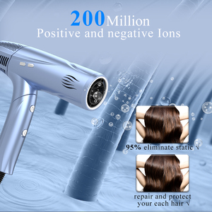 Sèche-cheveux sans brosse ionique pliable léger chaud et froid avec accessoires de diffuseur Sèche-cheveux - Product Image 2