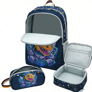 Sacs d'école pour enfants personnalisés mignons en gros, motif dinosaure de dessin animé, avec <span class=keywords><strong>sac</strong></span> à déjeuner et trousse à crayons, pour garçons, ensemble de 3 pièces - Product Image 4