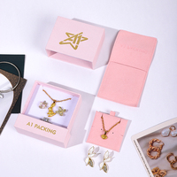 A1 Logo Imprimé De Luxe Petit Tiroir Boîte À Bijoux En Carton Anneau Tiroir Emballage Boîte Microfibre Bijoux Pochette caja joyeria