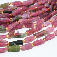 Perles brutes de tourmaline pastèque naturelle, taille brute 3x9mm-6x18mm