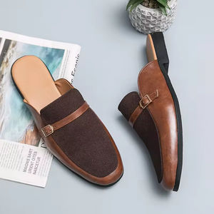 Chaussons d'extérieur pour hommes 2025 – Nouveau style été respirant anti-odeur à bout fermé, chaussures paresseuses à enfiler sans talon en cuir PU - Product Image 5